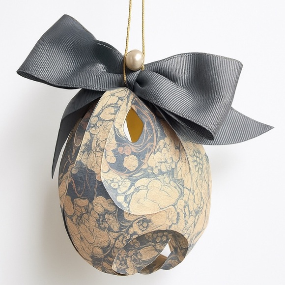 Blue and White Marble Paper Origami Ornament - Picture 1 of 10